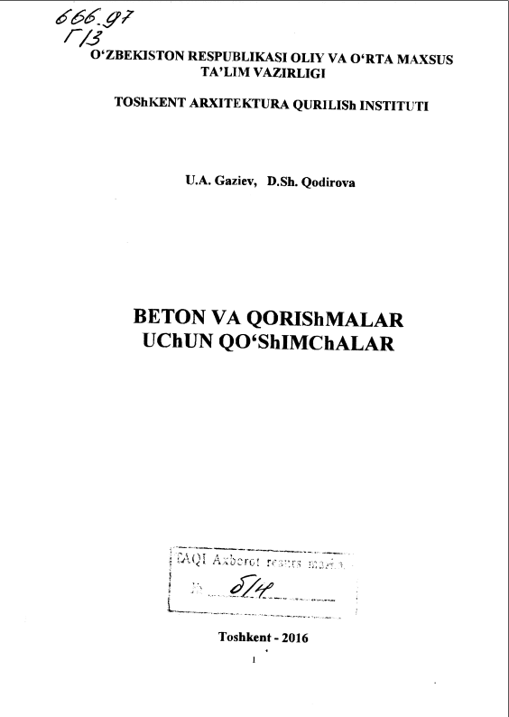 Beton qorishmalar uchun qo'shimchalar
