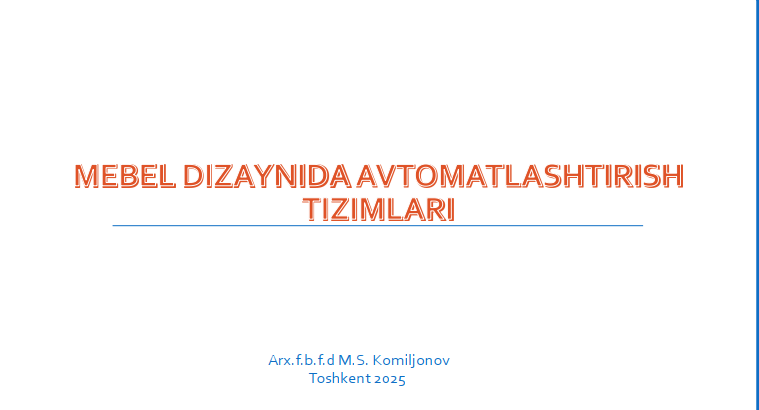Mebel dizaynida avtomatlashtirish tizimlari