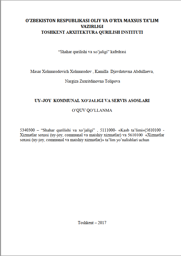 Uy-joy kommunal xo’jaligi va servis asoslari