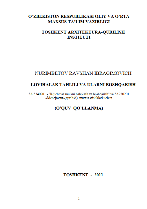 Lоyihalar tahlili va ularni bоshqarish
